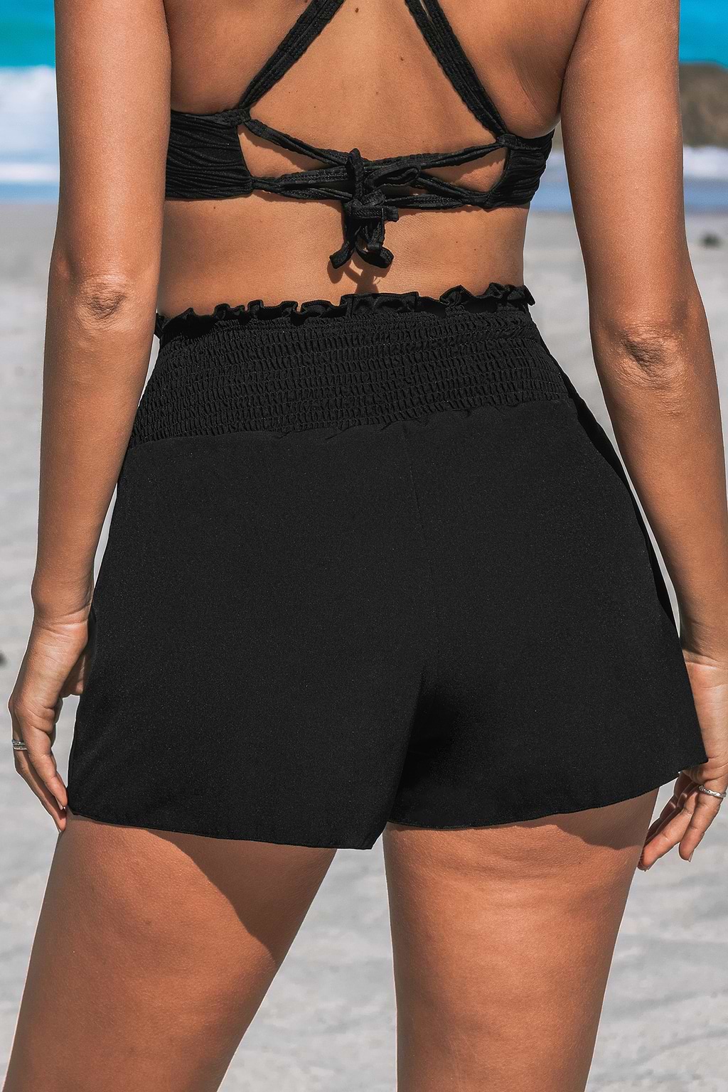 High Rise gesmokte Bikinihose