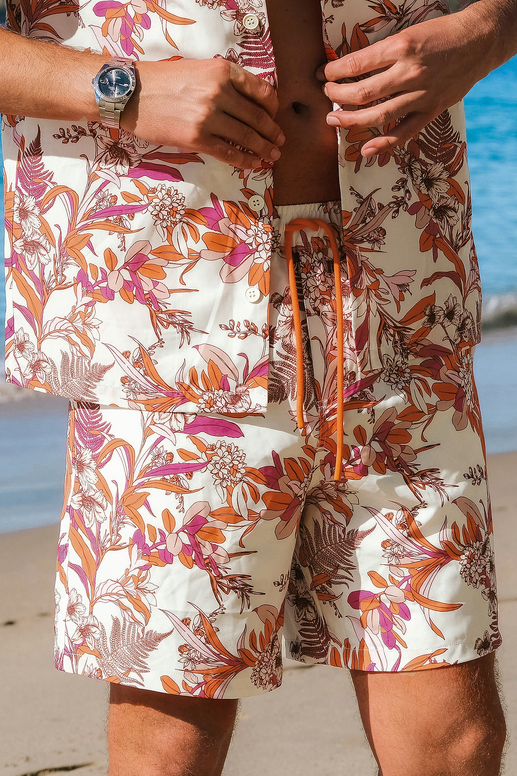 Coral Flower Tropical Board Shorts