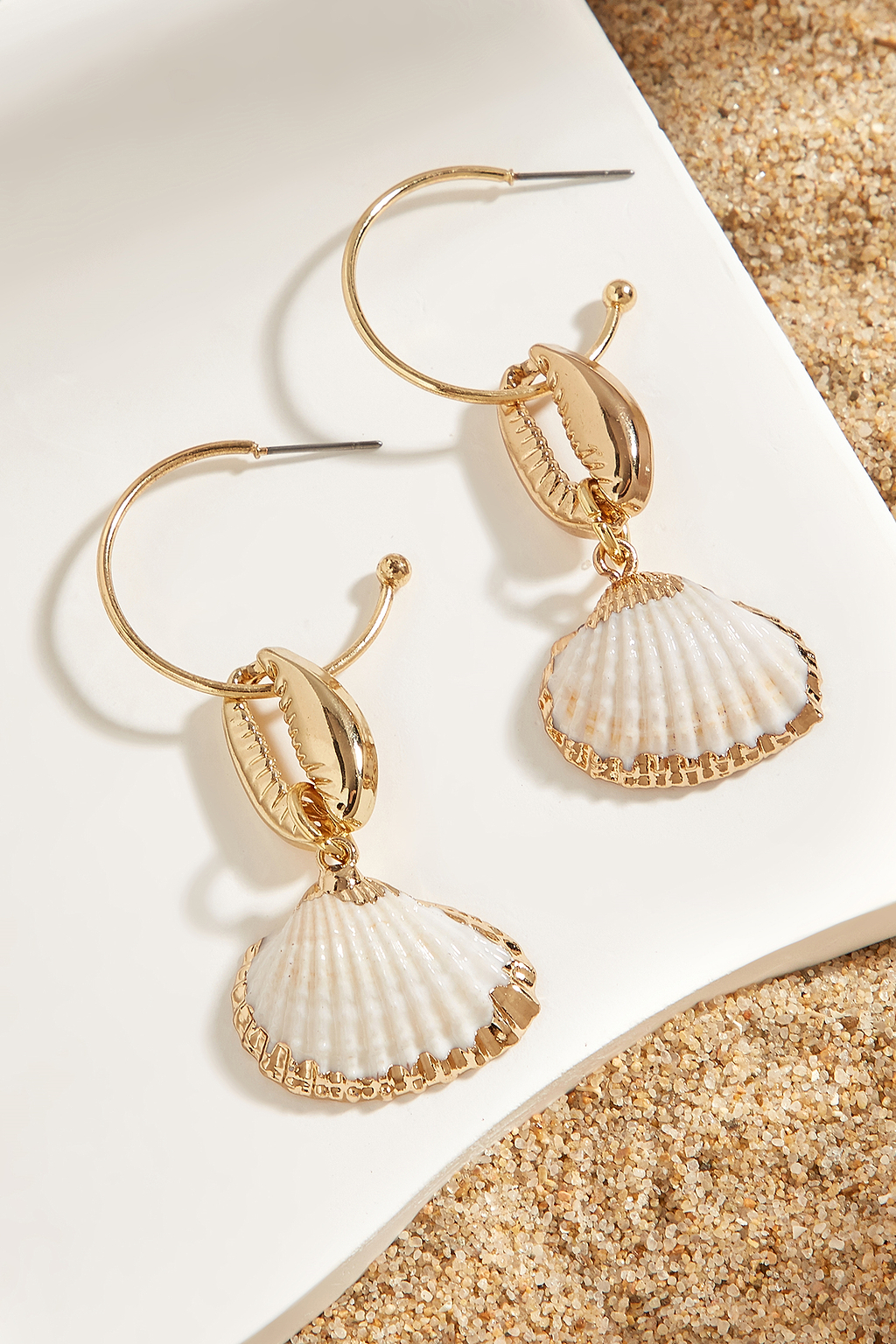 Gold-Tone Cowrie & Seashell Drop Earrings