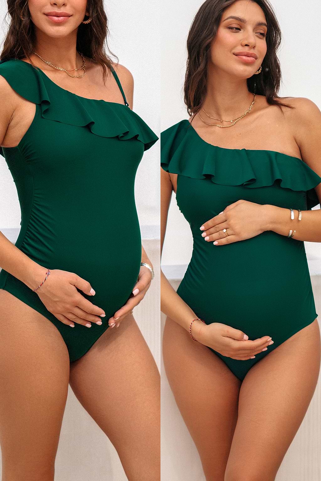 Asymmetrischer Umstandsbadeanzug mit Volant