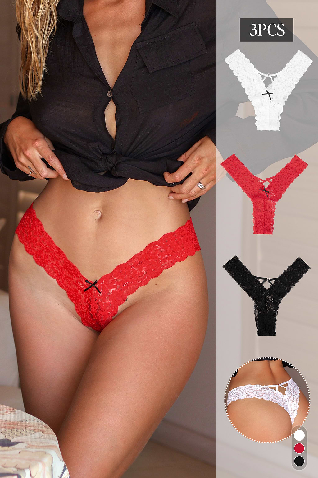 Red Lace & Bow Panties