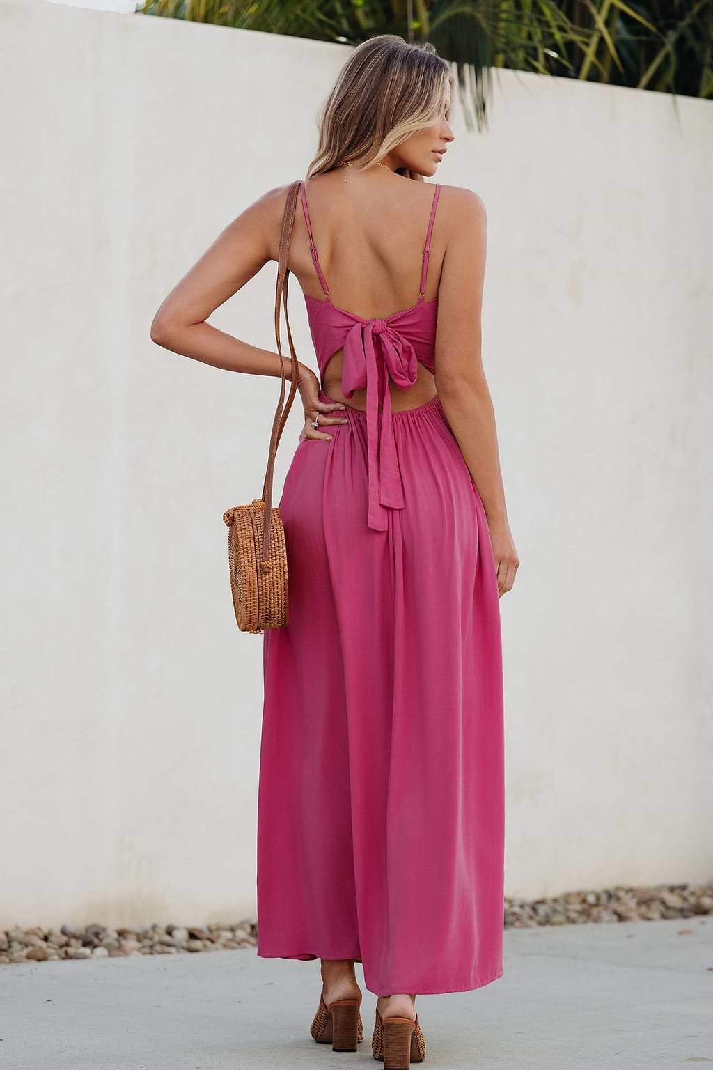 Pink Twist & Keyhole Sweetheart Maxi Dress