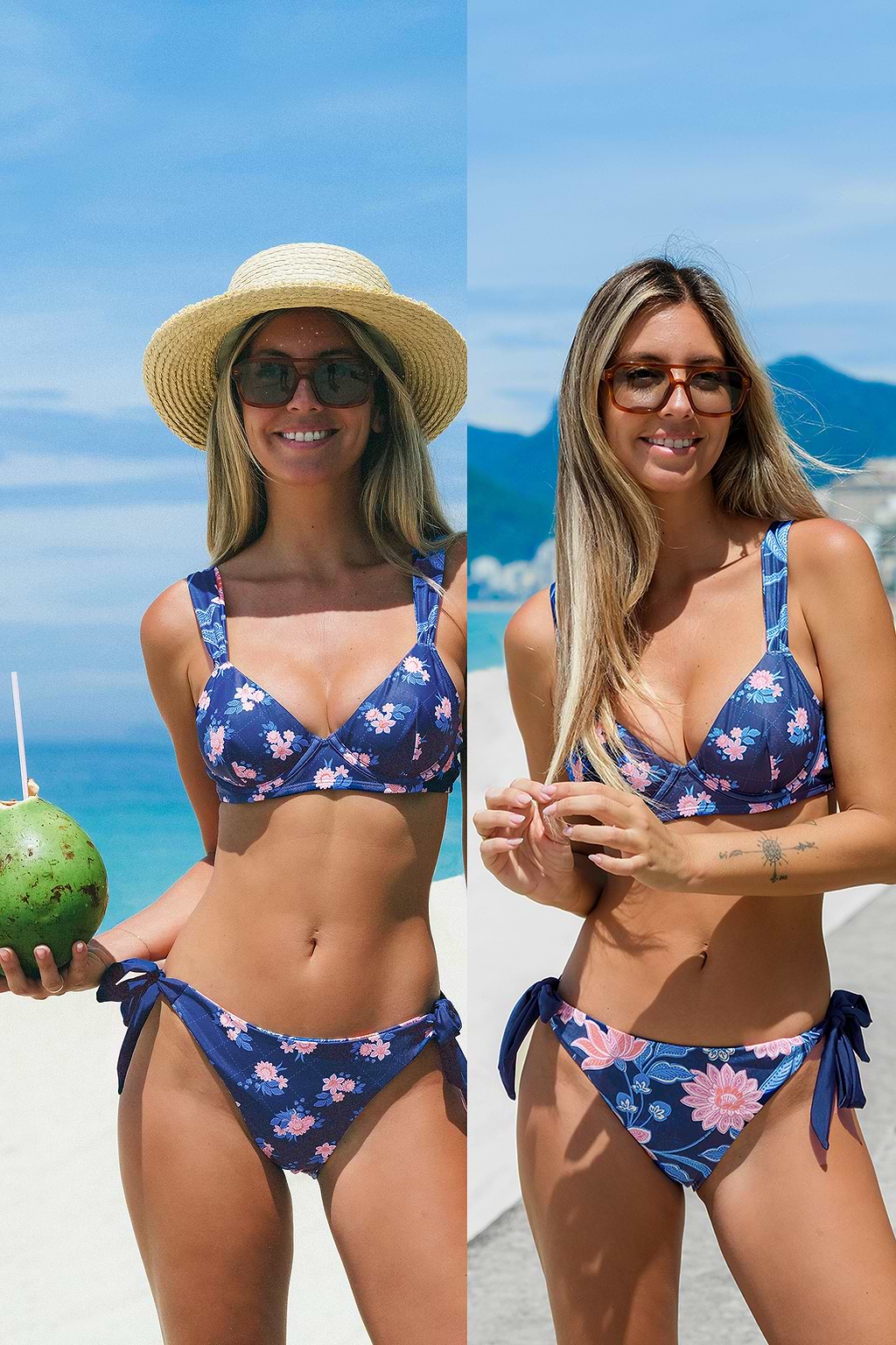 Set met bikinitopje en strikbroekje met bloemenprint