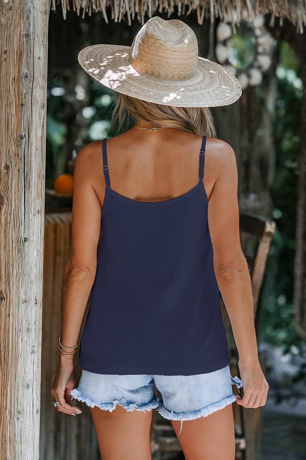 Navy Textured O-Ring Cami