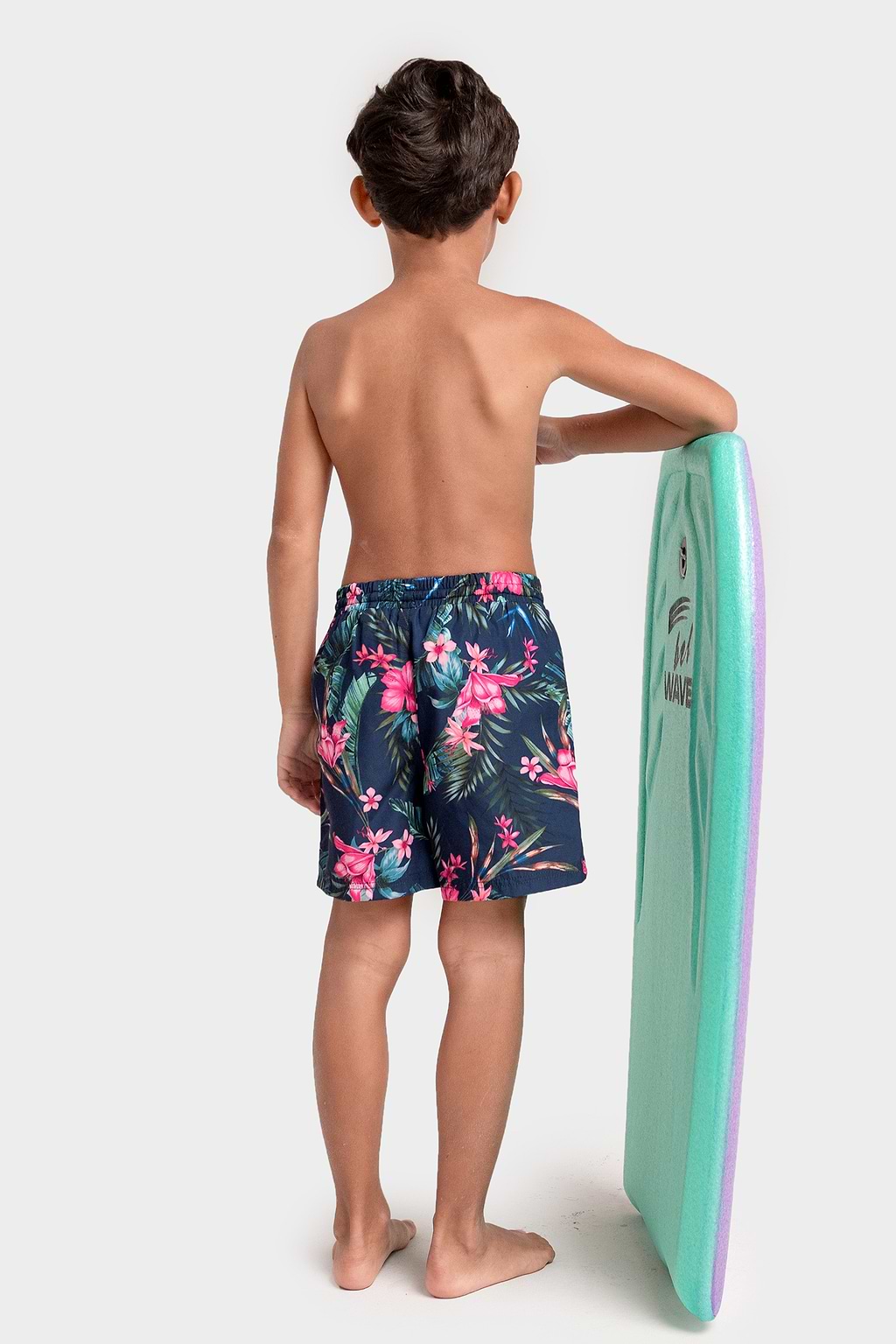 Zwemplankshort met tropische smock voor jongens