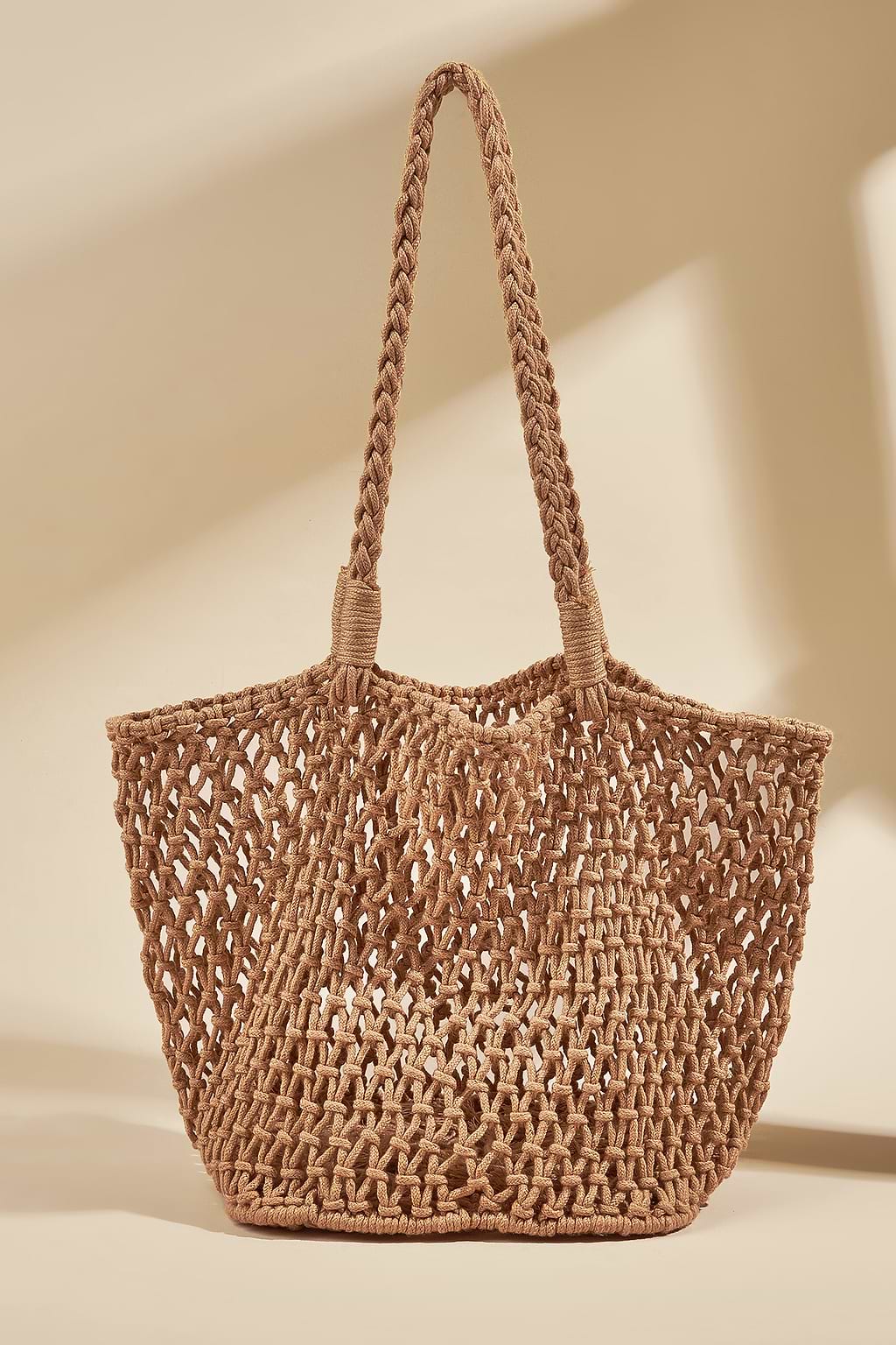 Tan Open Weave Tote
