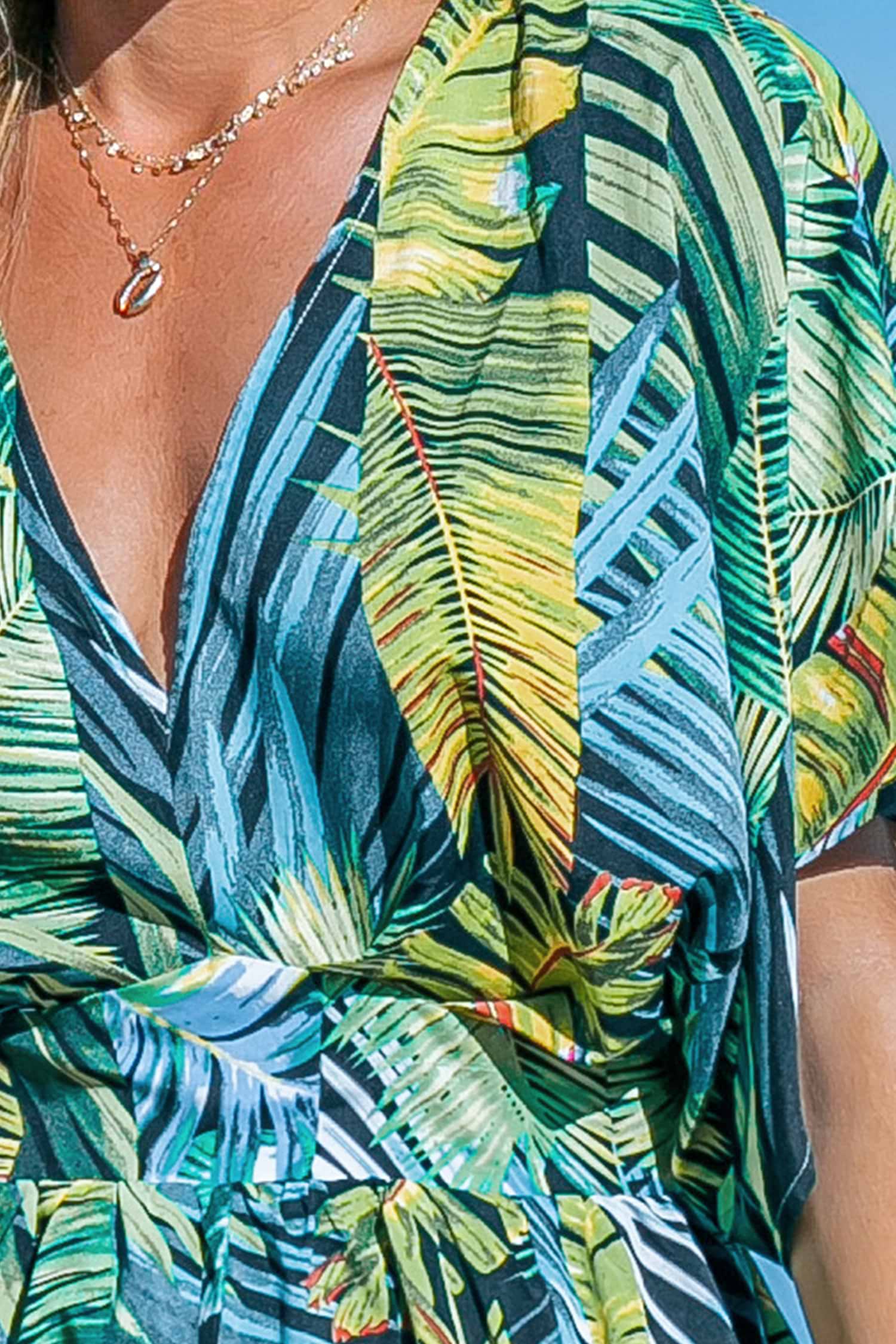 Tropical Double Hem Split Maxi Dress