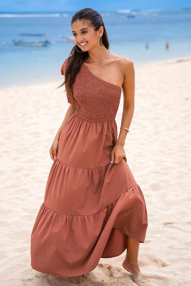 chinese dress ladies Ibiza Maxi Dress in Brick
