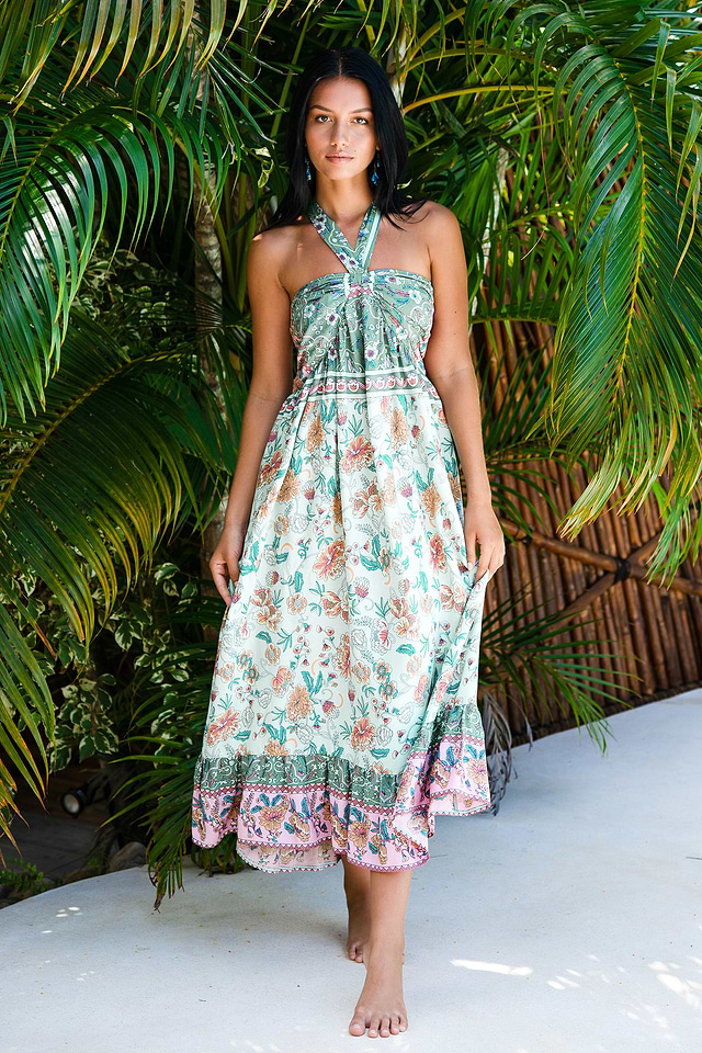 Floral Boho Halter Neck Maxi Dress