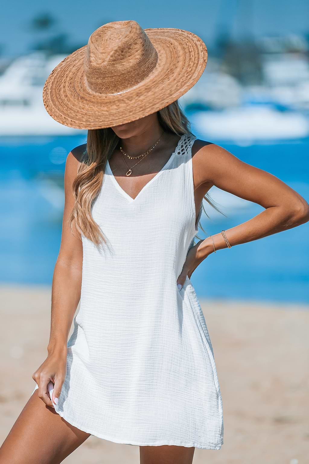 Crinkle & Crochet Sleeveless Cover-Up