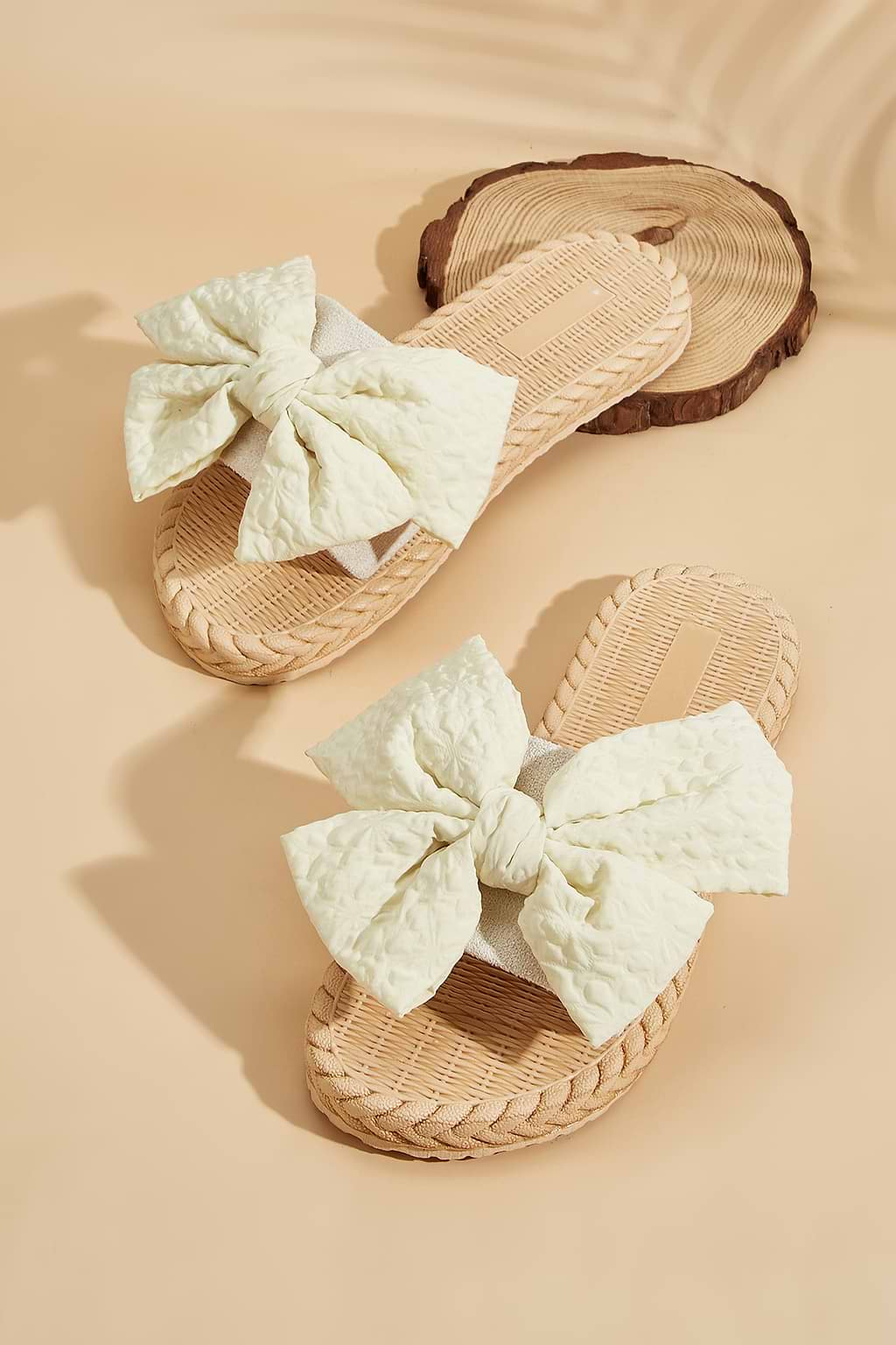 Oversized Bow Slip-On Sandals