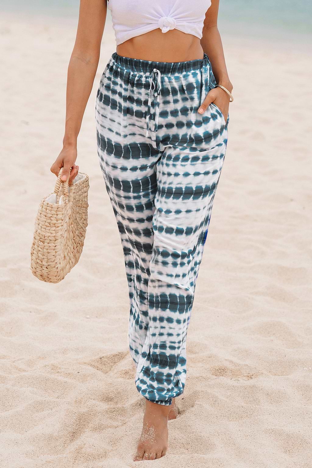 Tie Dye Stripe Tapered Leg Pants