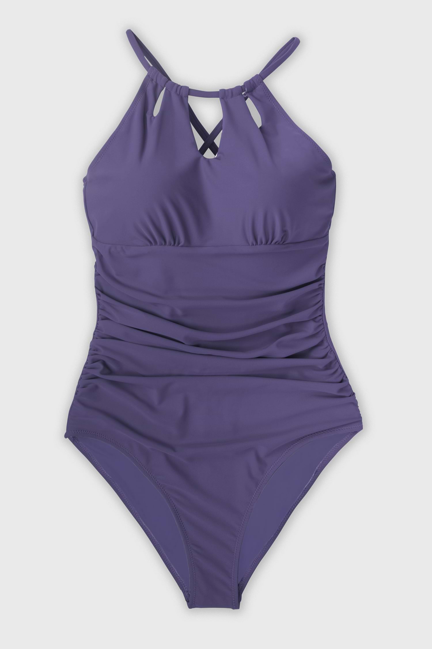 CUPSHE ラベンダー パープル Oリング ビキニ 上下 セット 関送込 Lavender Floral Eyelet Plunge Top & Ruffled Bikini Set
