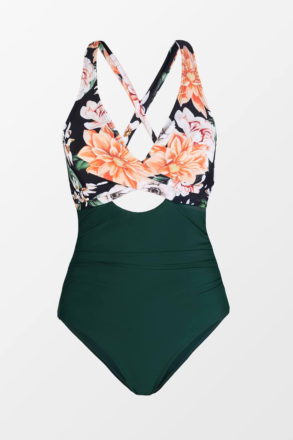 Floral Cutout Tummy Control One Piece Swimsuit