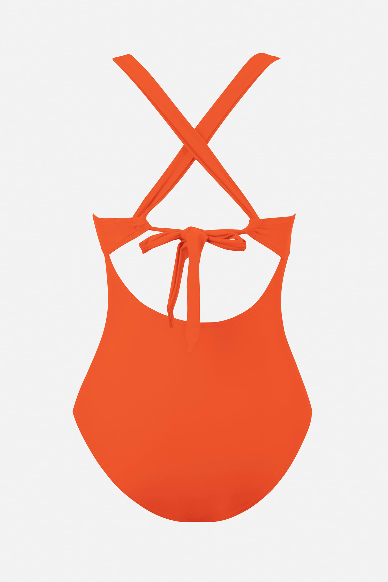 Orange Shirred Cross Back One Piece Swimsuit