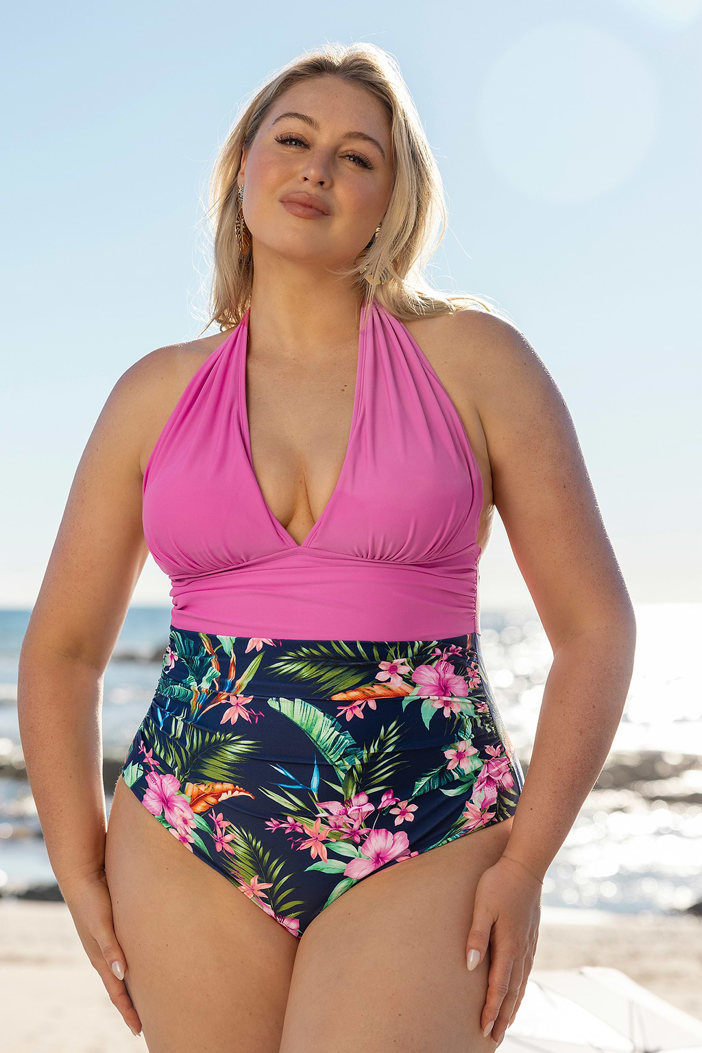 Halterneck Tummy Control One Piece Swimsuit