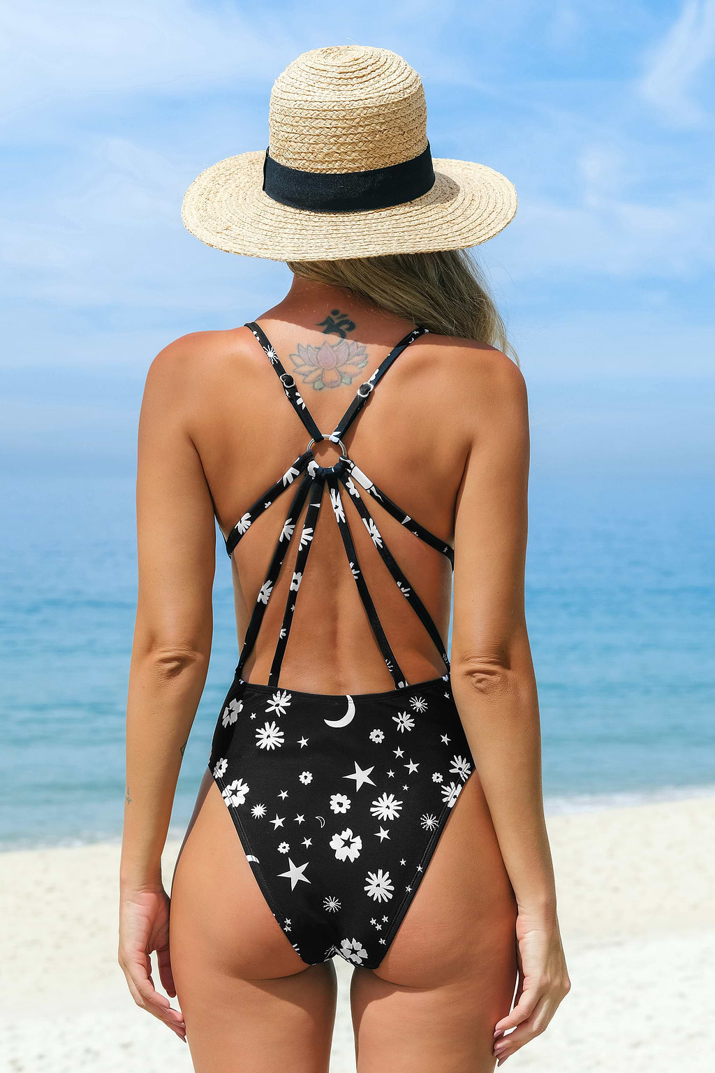 Celestial Black Strappy One-Piece