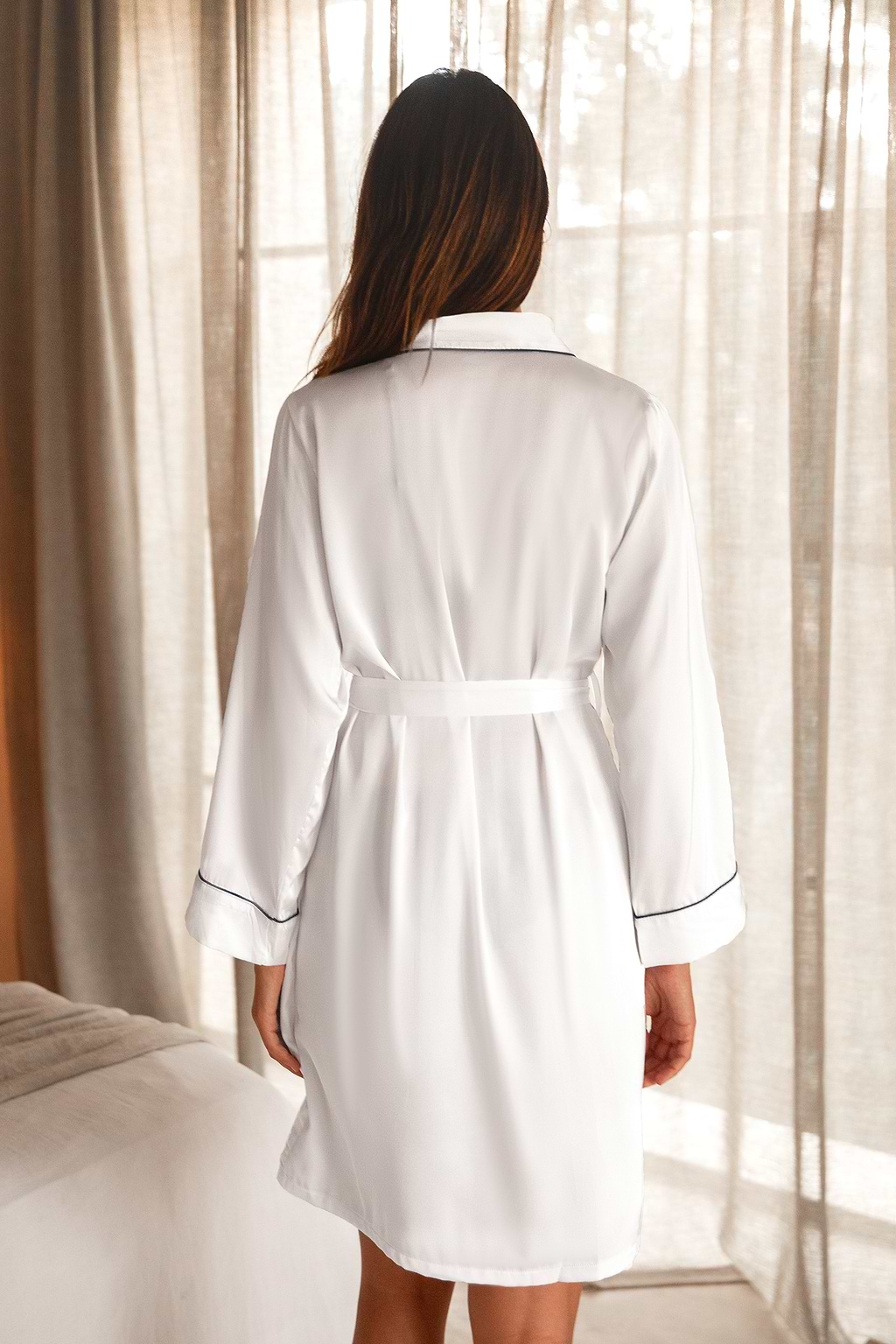 Slumber Party Contrast Piping Belted Robe
