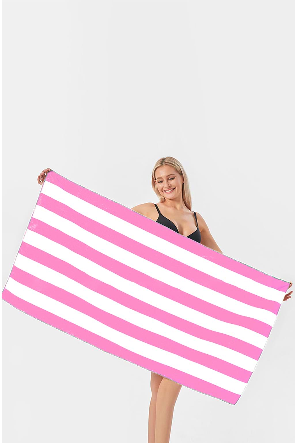 Pink & White Striped Beach Towel