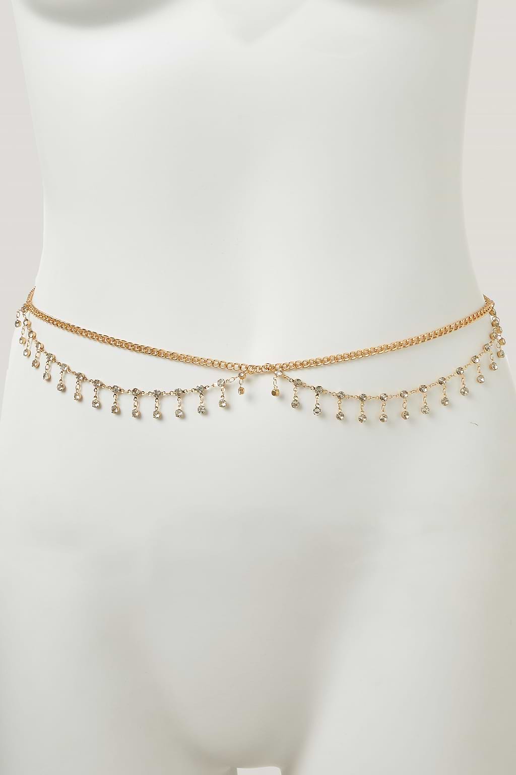 Chaîne de taille en or et strass