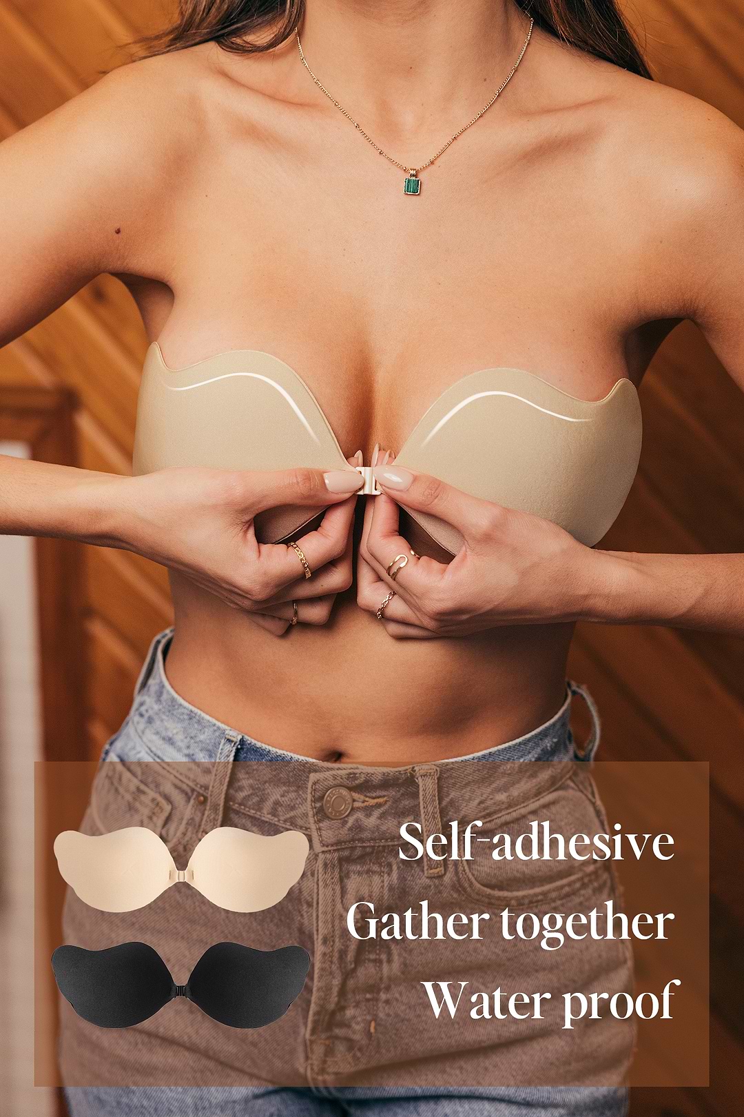 Black and Neutral Silicone Bra Set