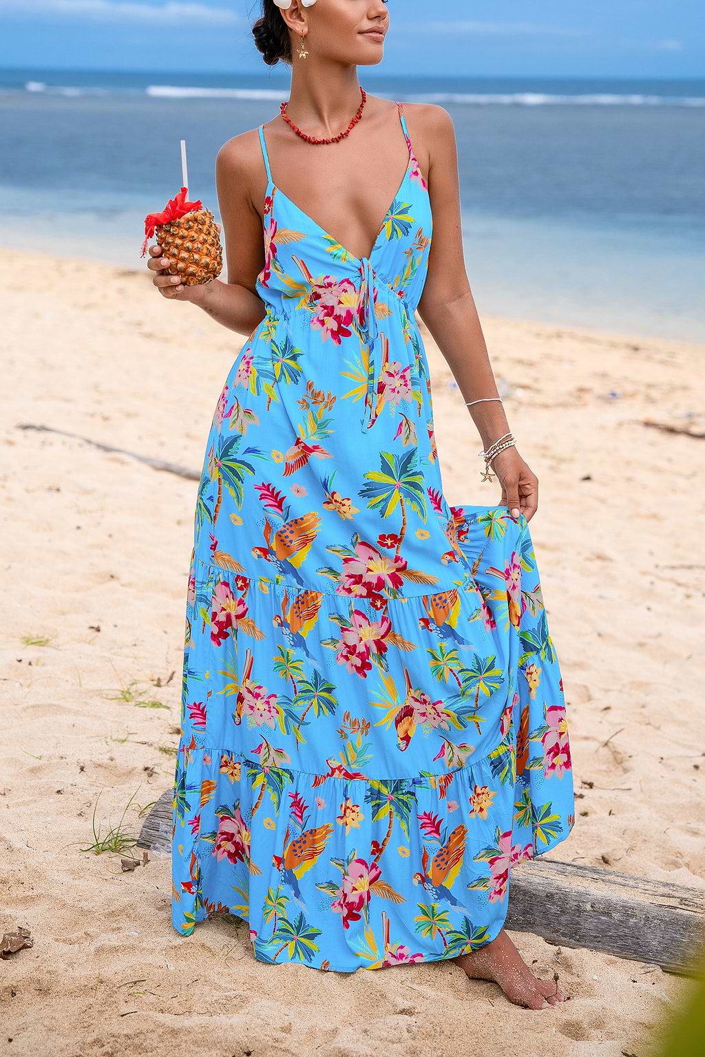 Tropical Forest Flowing Maxi Dress