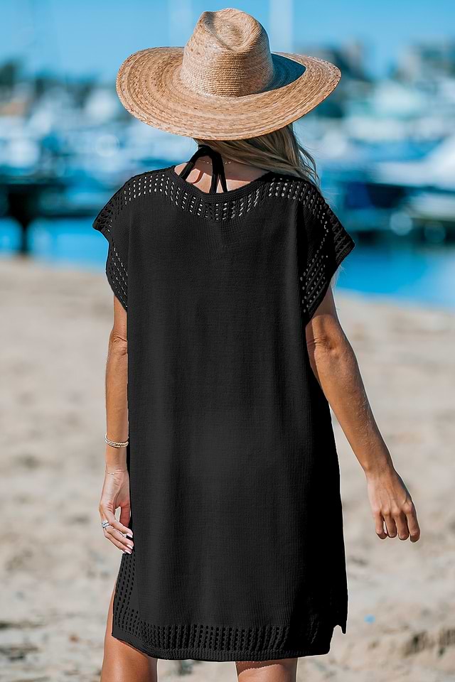 aje nina knit dress Focal Knit Midi Dress-BLACK / XS