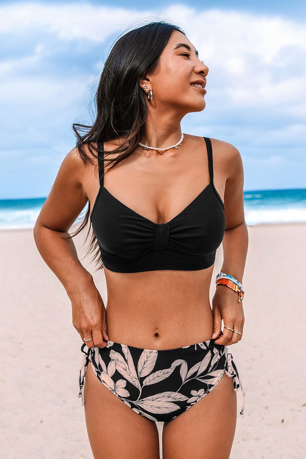 Escaping Sweetheart Bikini Top & Tropical High-Rise Bottoms Set