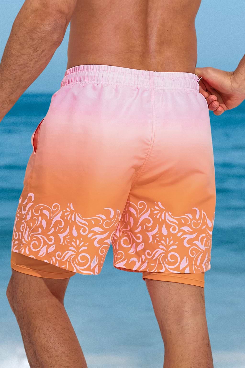 Short de bain à dégradé paisley orange