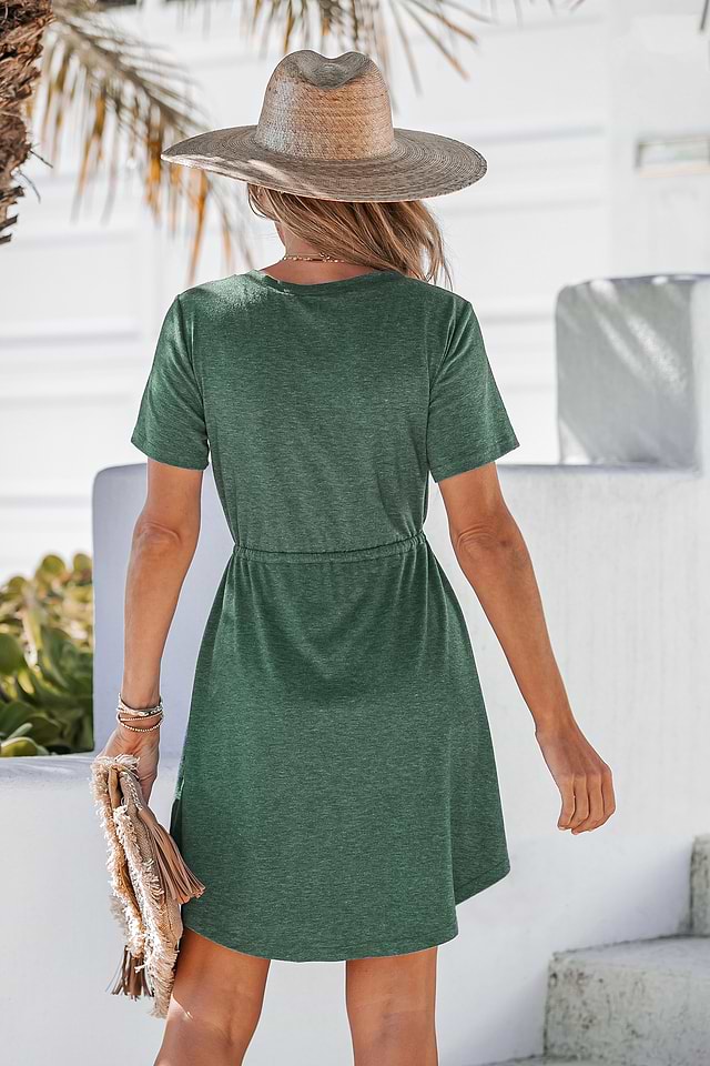 petite knee length dresses with sleeves Classy Short Sleeve Knee-Length Party Dress