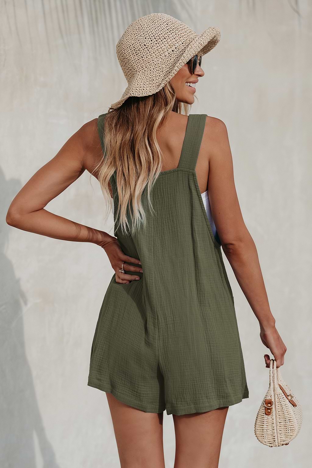 Reine Baumwolle Eukalyptus-Overalls mit aufgesetzten Taschen