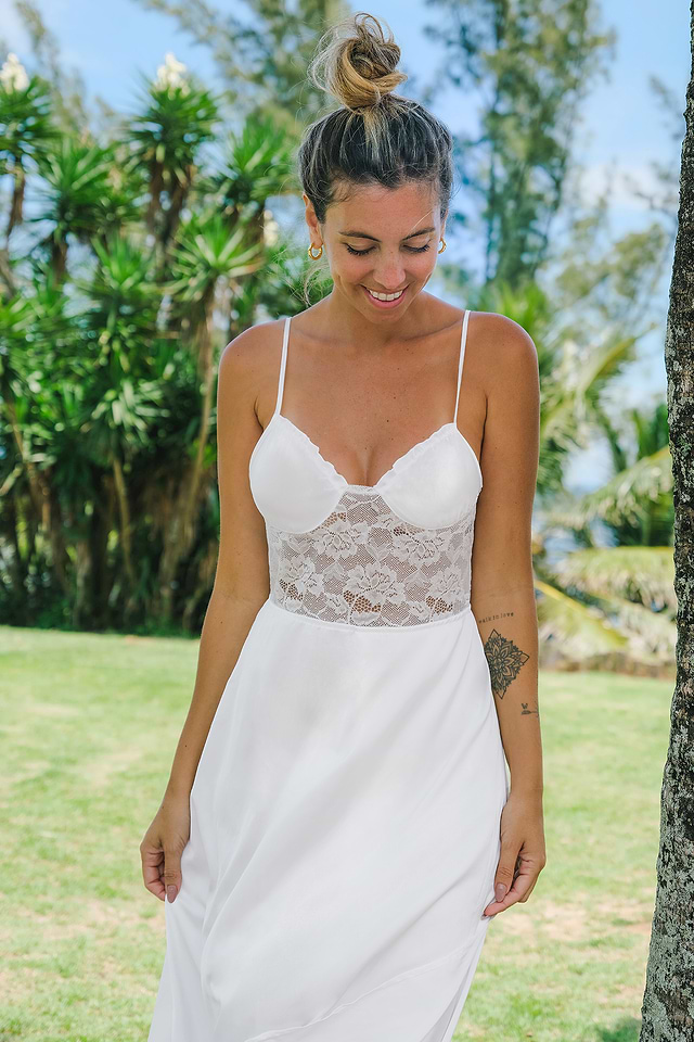 Slip Dress Vestido Lencero Novia Vestido Lencero De Encaje Blanco