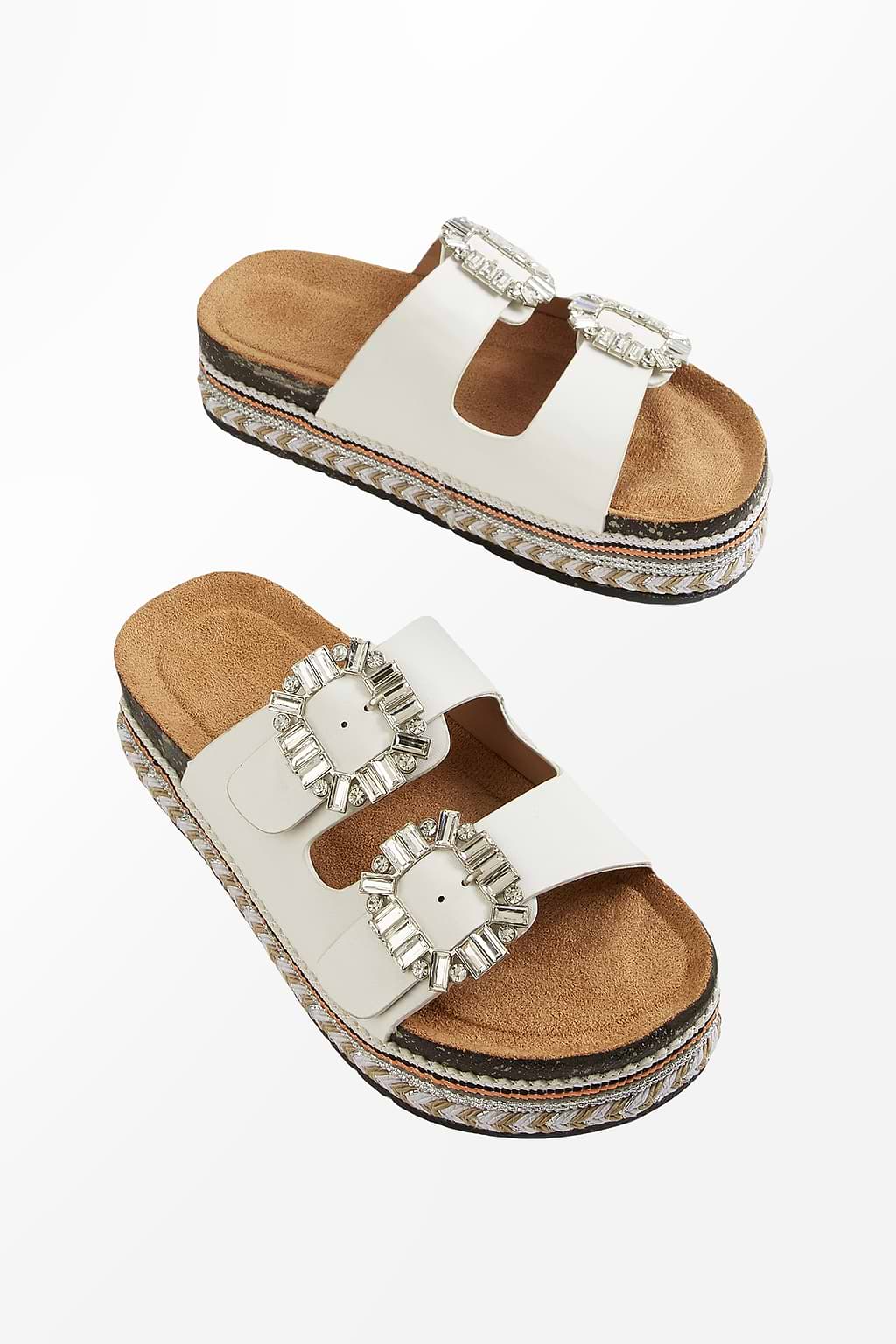 Dual Buckle Strap Slip-On Sandals