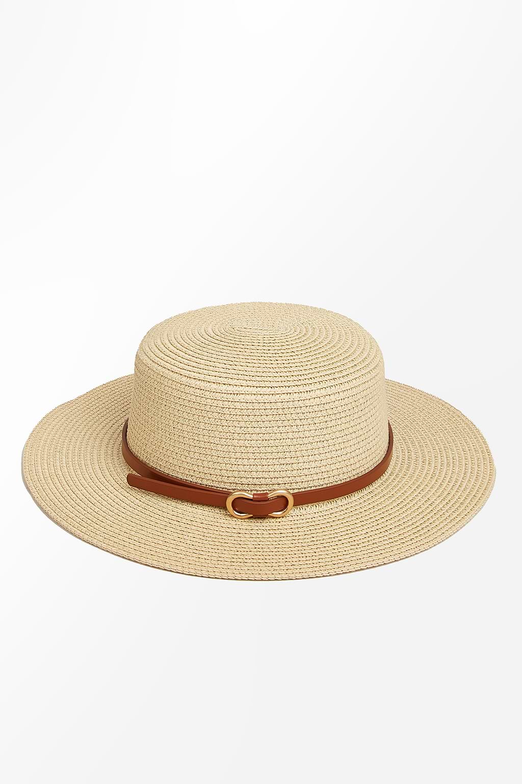 Sombrero de paja con banda de cuero sintético