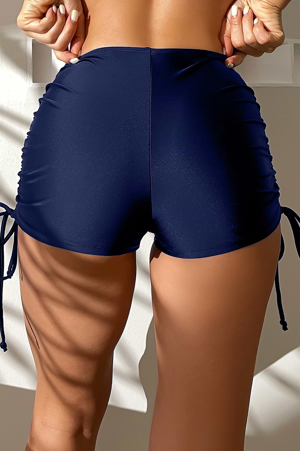 Ruched High-Rise Side Tie Bikini Bottoms