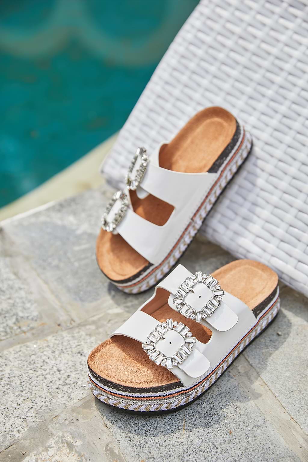 Dual Buckle Strap Slip-On Sandals