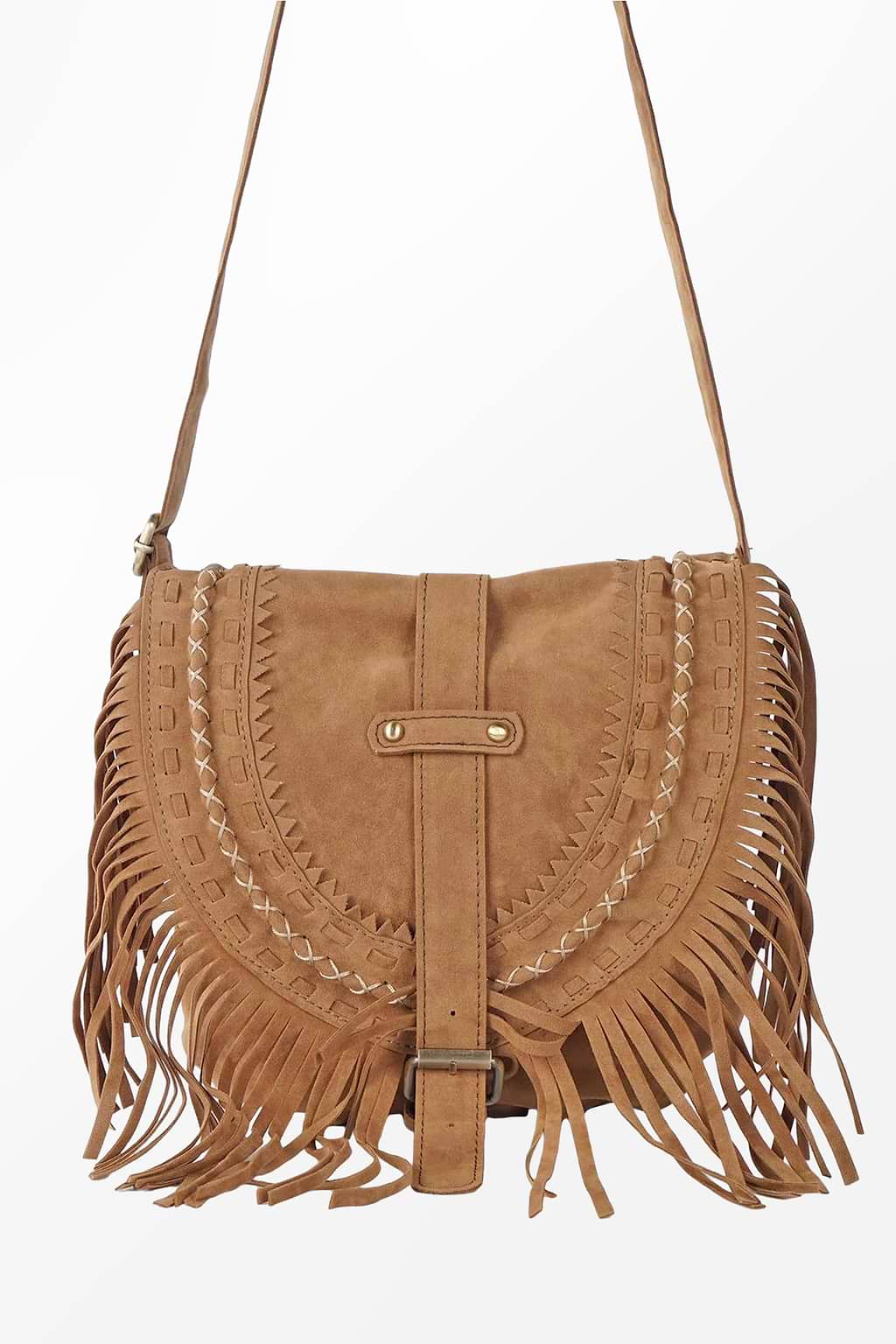 Buckle & Fringe Crossbody Bag