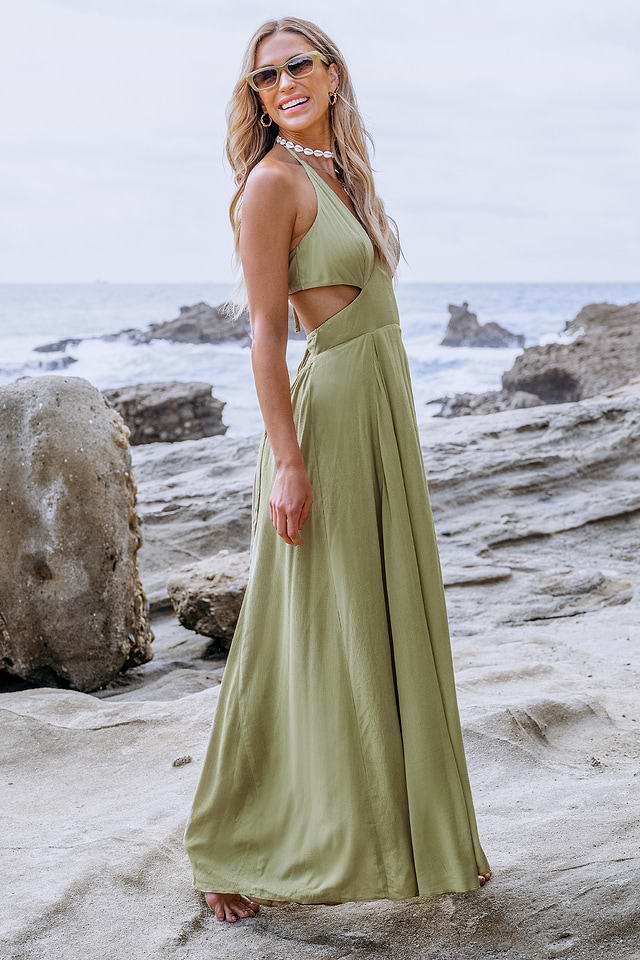 white christmas dresses Taleah Cut Out Maxi Dress Sage