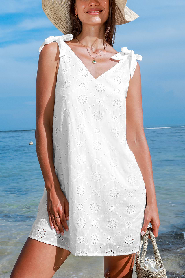 green emerald velvet dress Eliana White Eyelet Embroidered Mini Dress | Ready-To-Ship