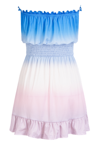Ombre Smocked Waist Mini Tube Dress