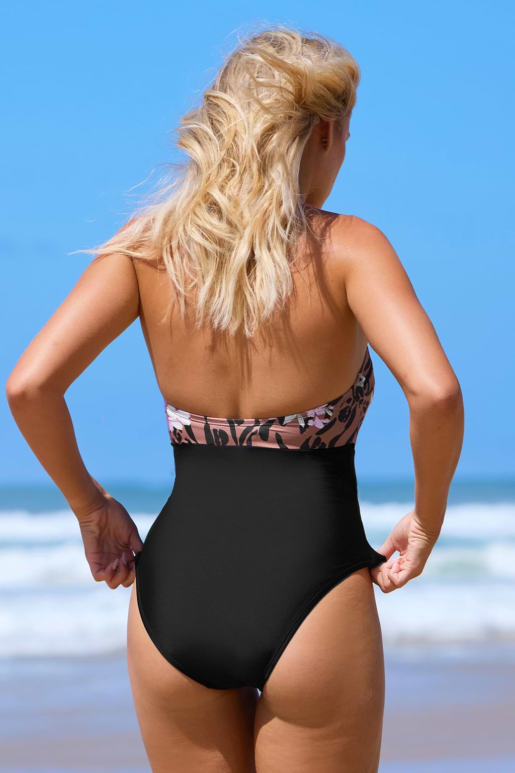 Halster uit één stuk met bloemen- en dierenprint