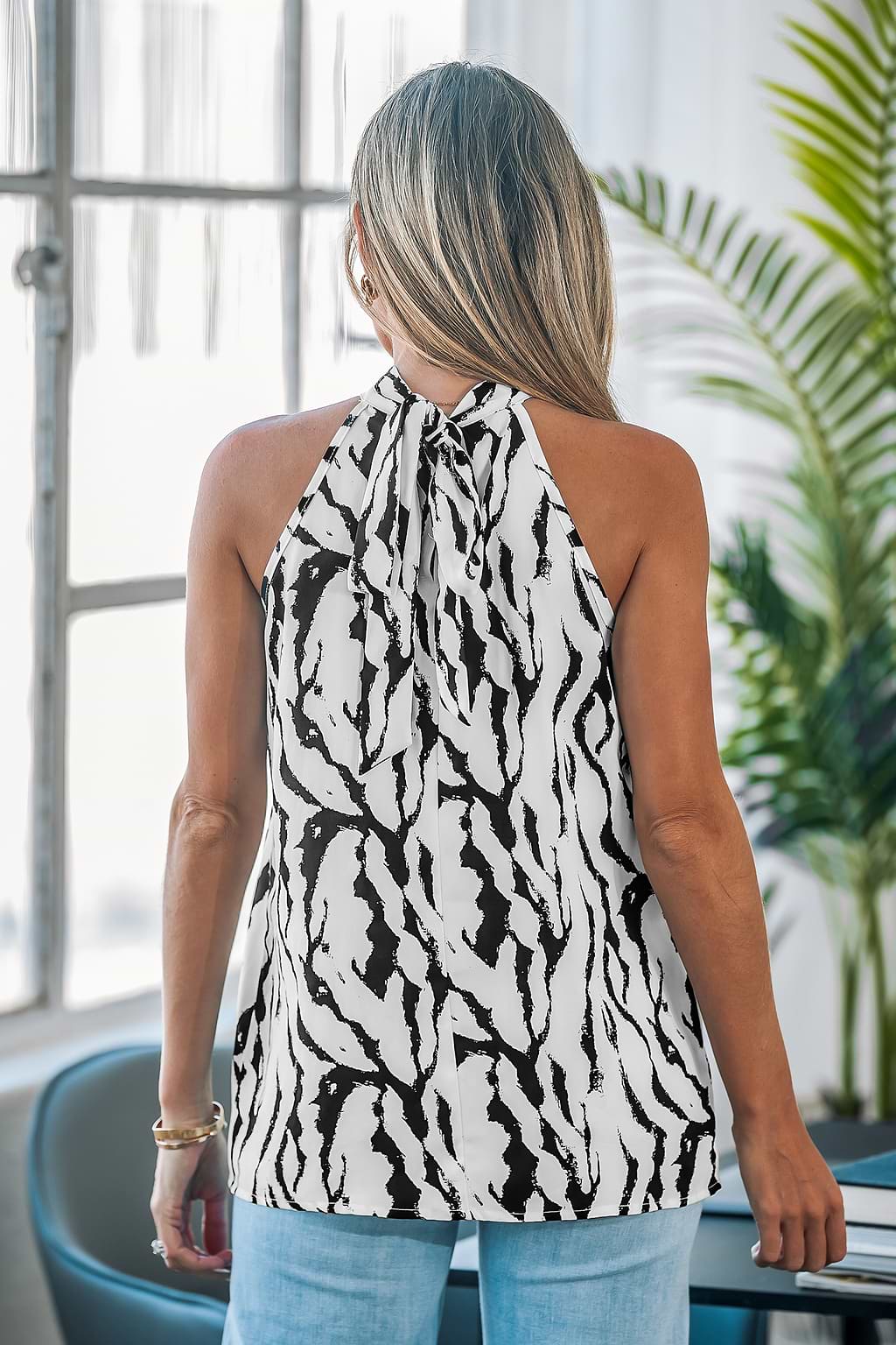 Animal Print Halter Sleeveless Top