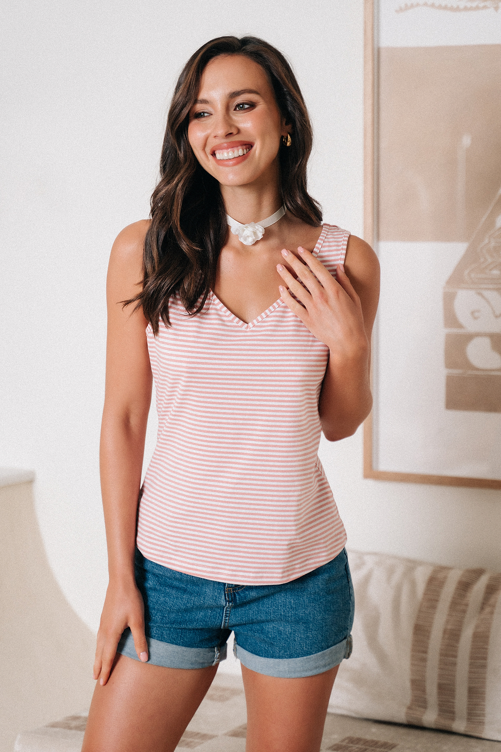 Stripes V-neck Jersey Tank