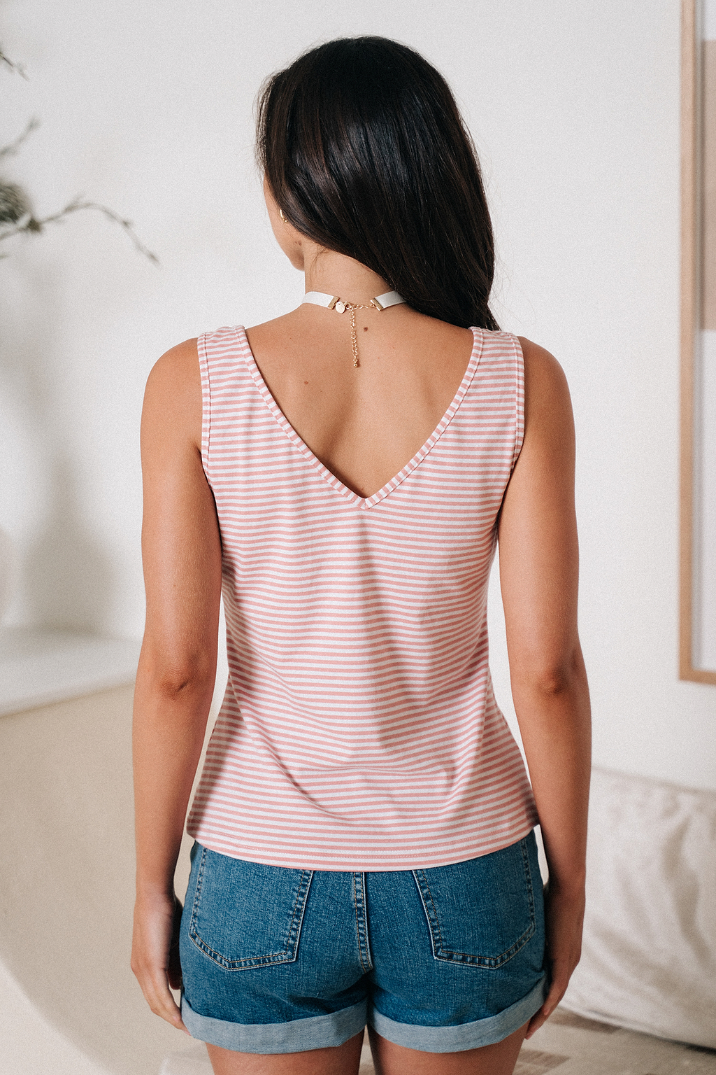 Stripes V-neck Jersey Tank