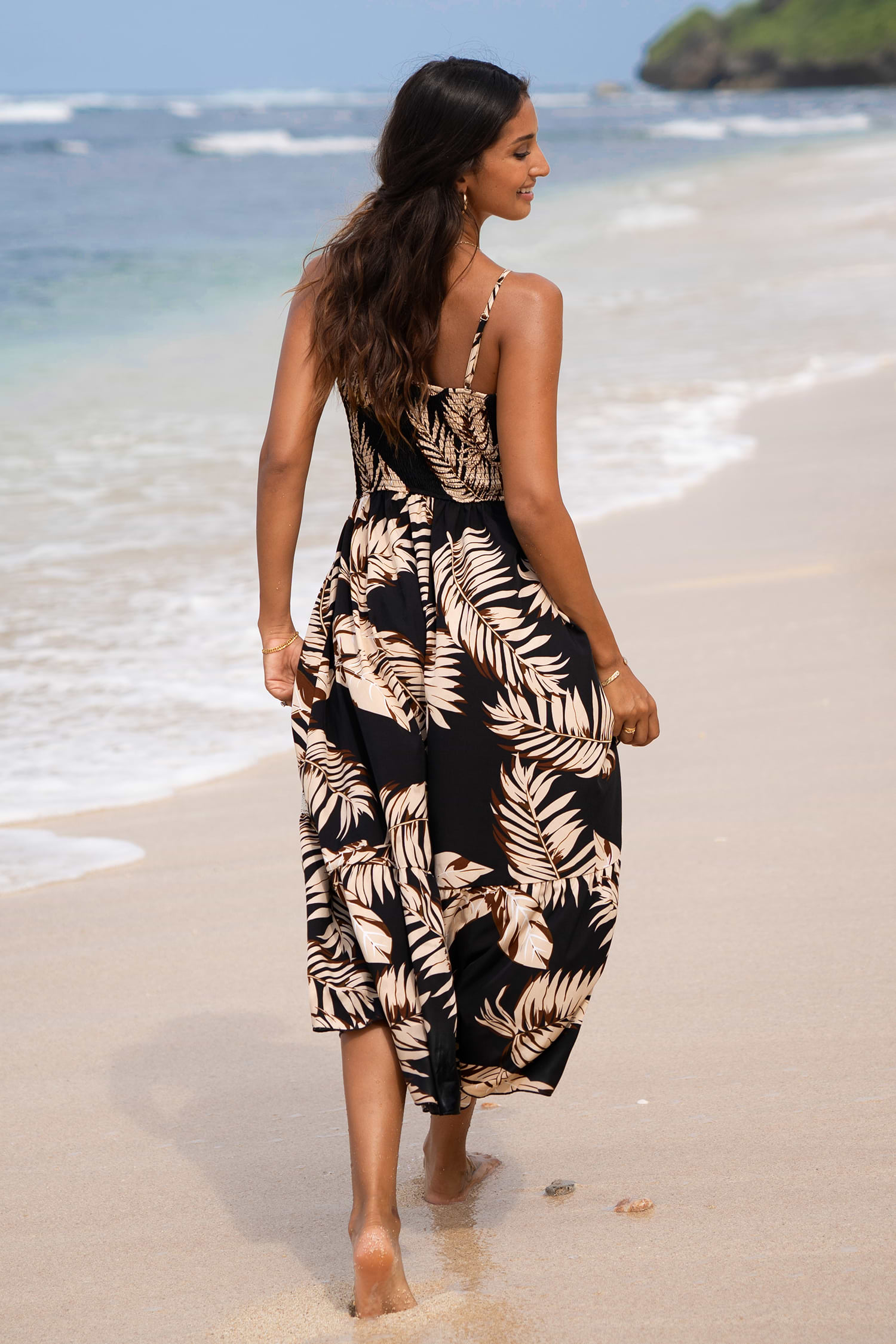 Midnight Tropics Sleeveless Maxi Dress