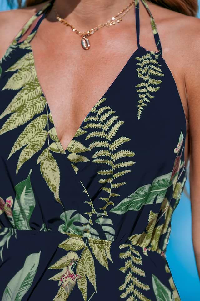 open lace back dress Blue And Cream Beach Print Frill Hem Mini Dress – AX Paris