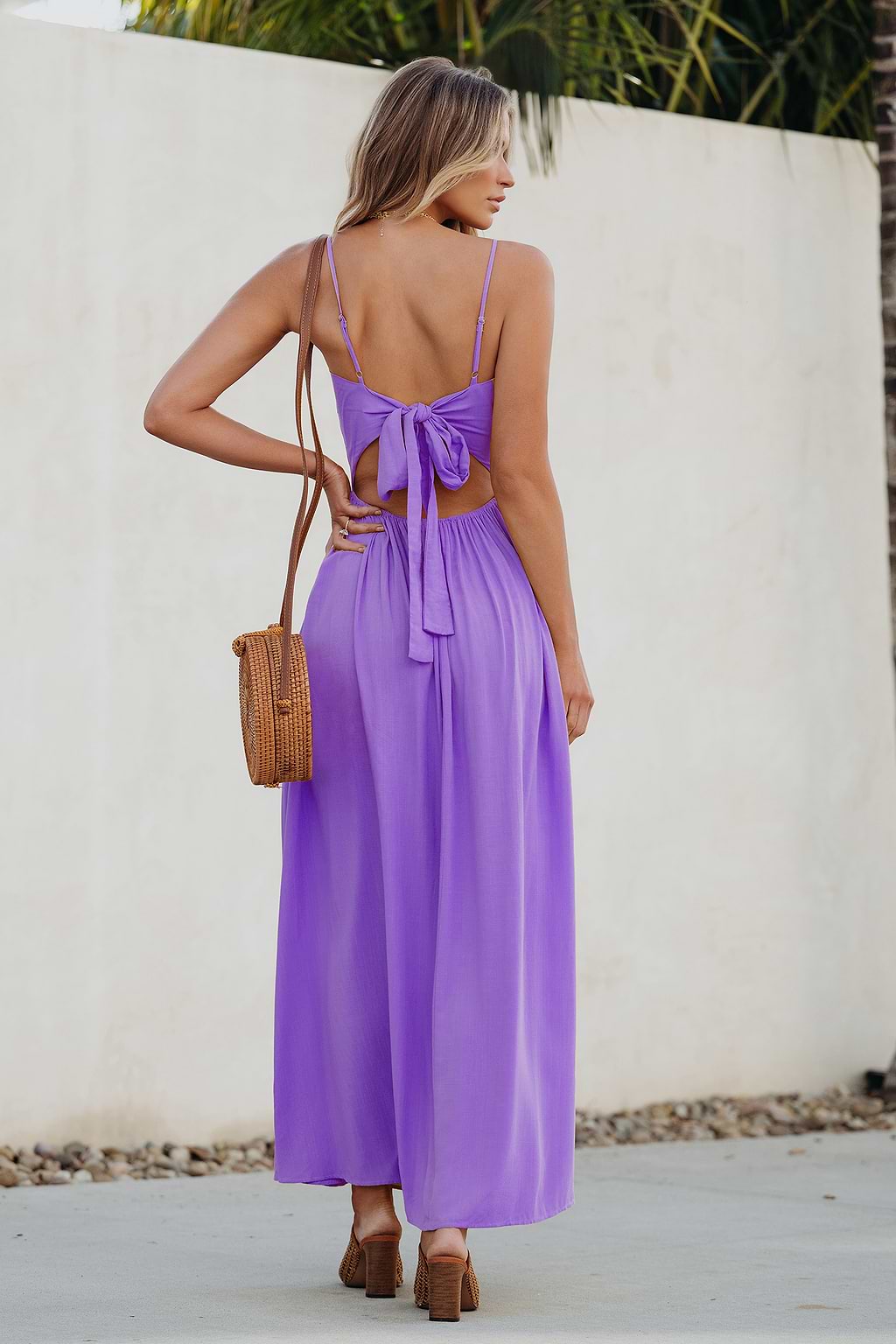 Purple Sweetheart Twist & Keyhole Maxi Dress