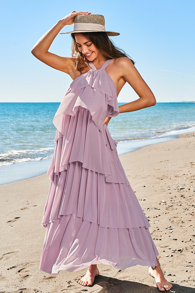 Maxi Dress Pink Dress And Fascinator A New Love Maxi Dress Fuchsia, Large  Hazel And Olive