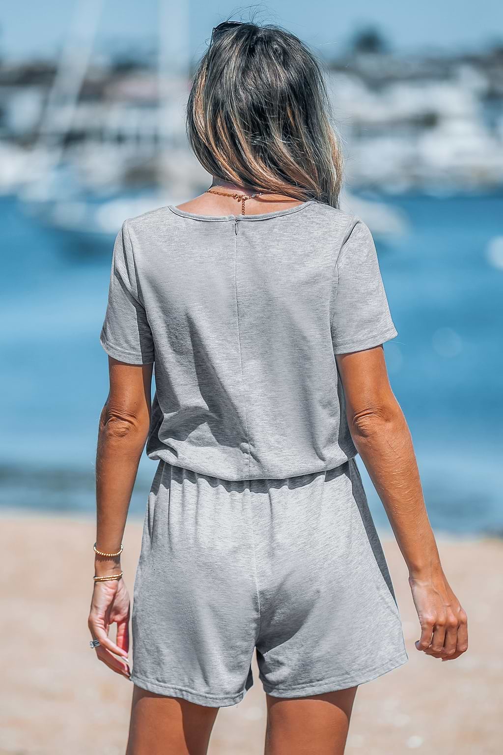 Round Neck Short Sleeve Jersey Playsuit
