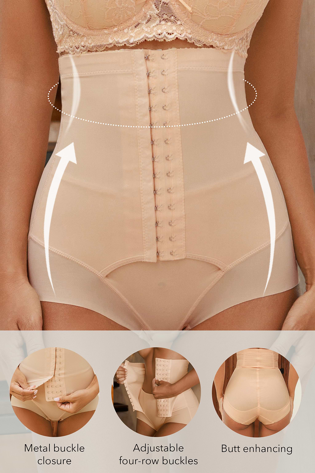Nude Hook-and-Eye Front Garter Shapewear